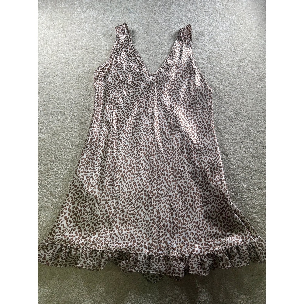 Inner Most Womens Leopard Slip‎ Dress Medium Ruffle Hem MobWife Sexy